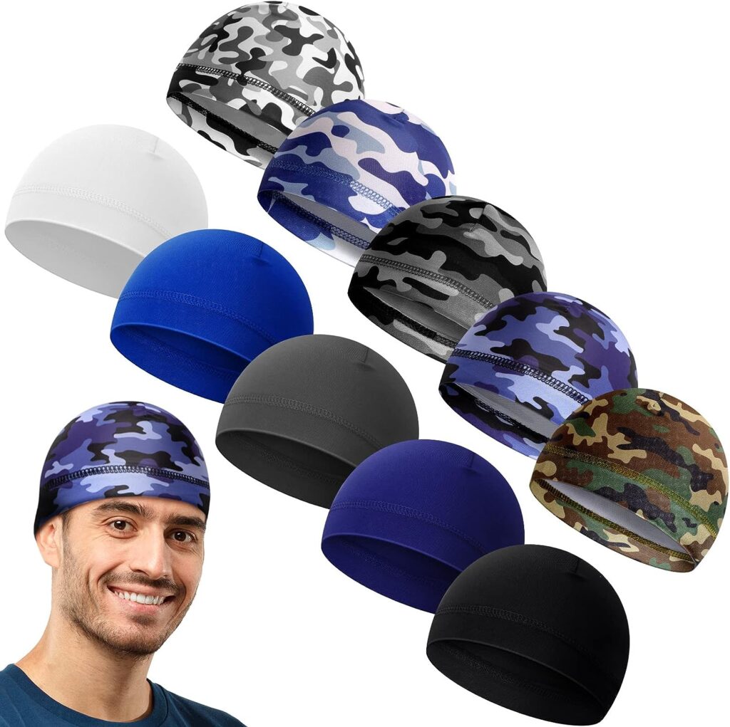 10 Pcs Men Cooling Skull Caps Helmet Liner Sweat Cap Wicking Beanie Welding Caps Do Rags Head Wrap for Women Teens