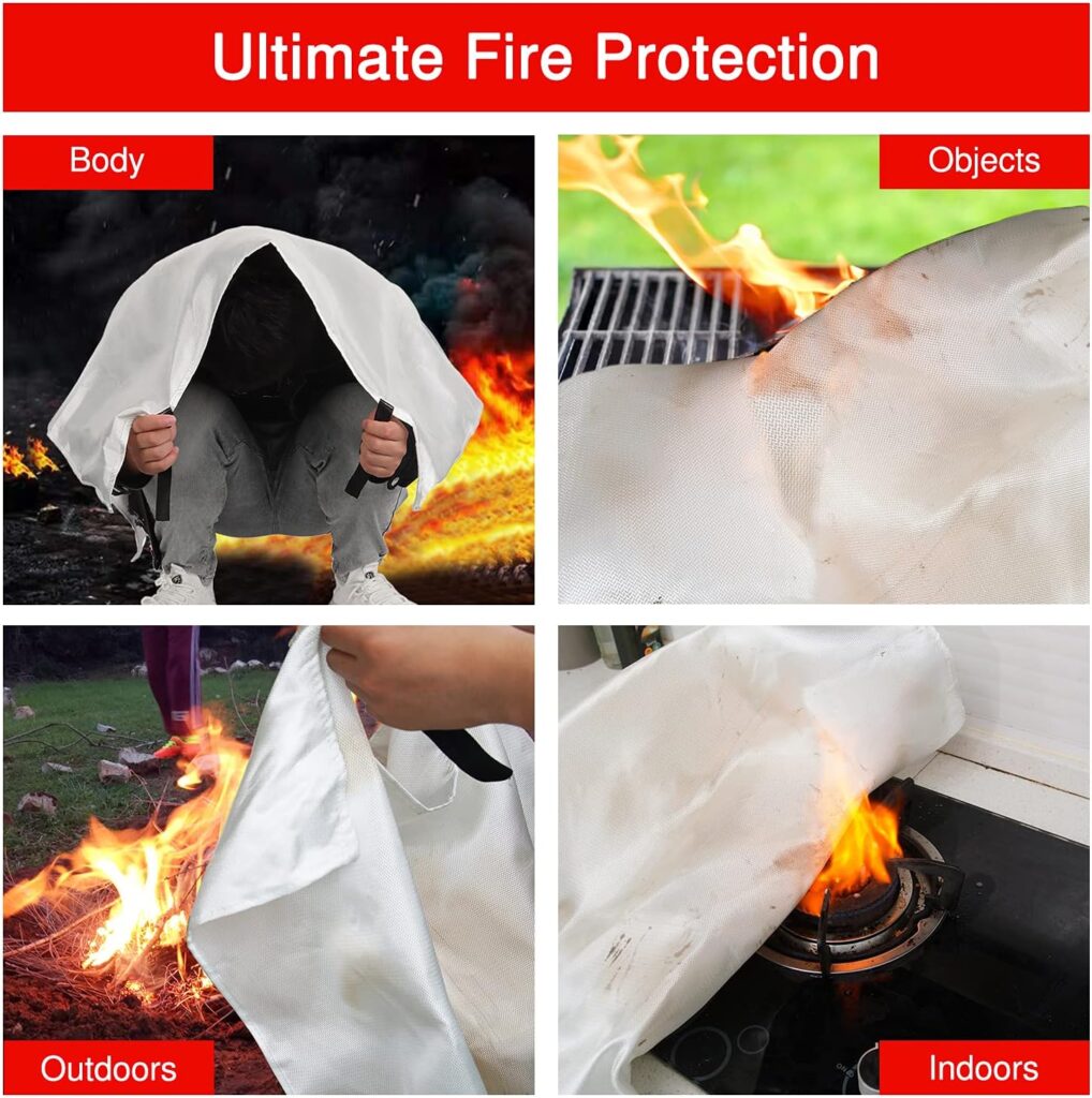 Mart Cobra Emergency Fire Blanket for Home and Kitchen Fire Extinguishers for The House x2 Prepared Fiberglass Fire Blankets Emergency for Home Fireproof Blanket Fire Retardant Blankets Grease Spray