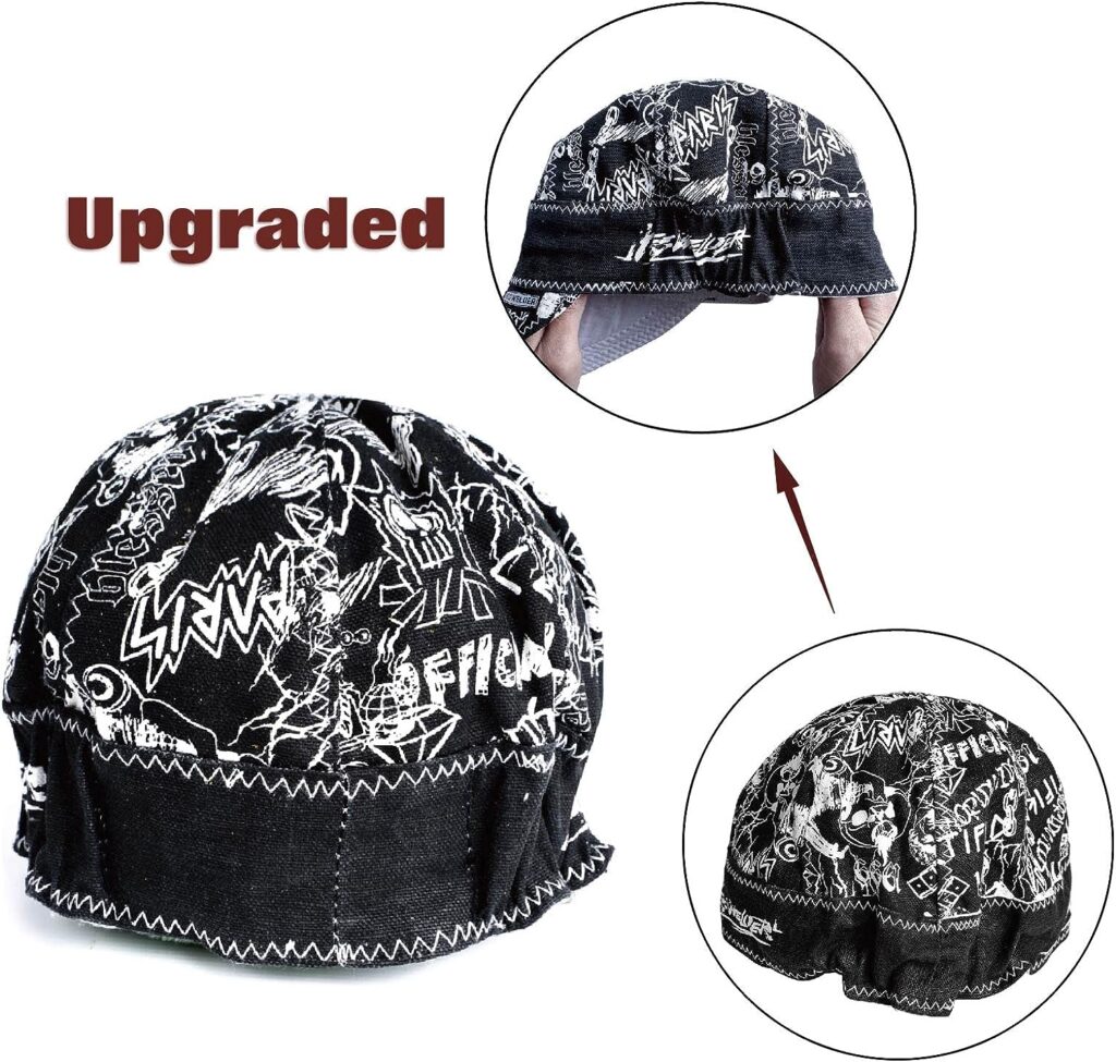 YESWELDER Reversible Welding Cap,Durable,Protective Welders Cap with Elastic Black and White