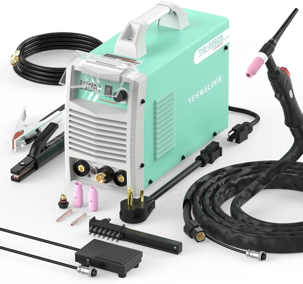 YESWELDER TIG Welder 205Amp HF TIG/STICK/ARC 2 In 1 TIG Welder 110220V Dual Voltage TIG Welding Machine with Foot Pedal Included TIG-205DS