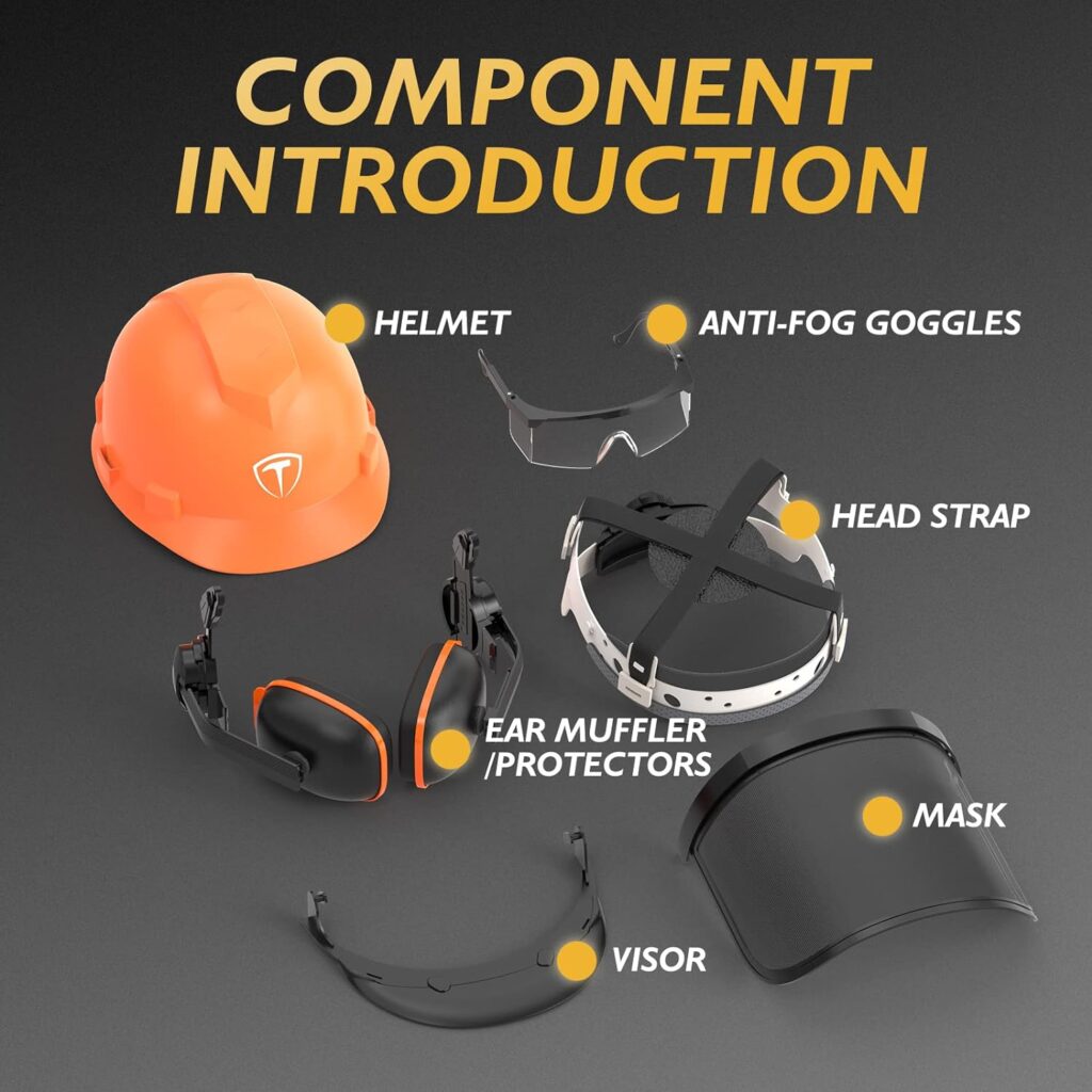 TOOLIOM Chainsaw Helmet Safety Forestry Helmet Safety Protective Helmet with Anti-Fog Goggles