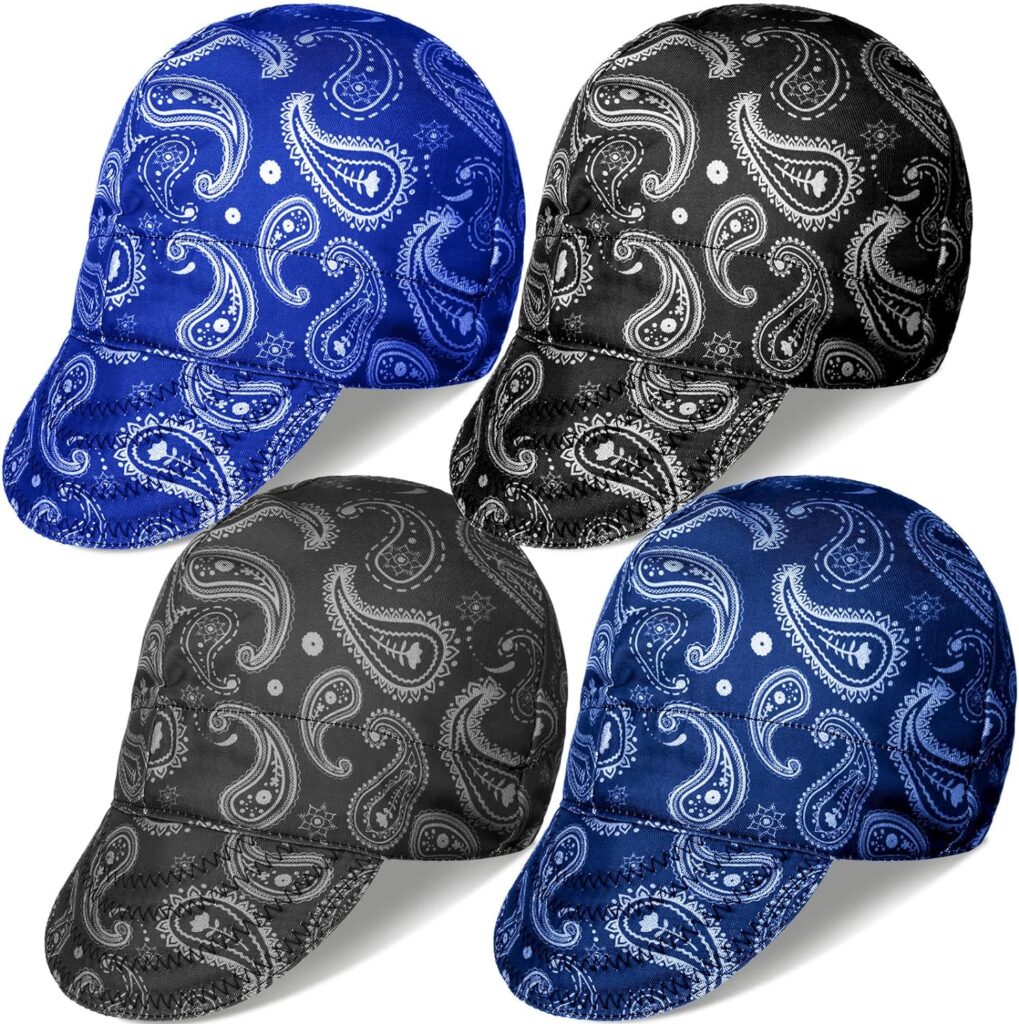 4 Pcs Welding Caps Welding Hats for Men Women Welders Cap Flame Resistant Welding Helmet Liners Welding Accessories (Basic Paisley)