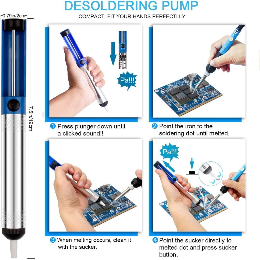 ANBES Soldering Iron Kit Electronics, 60W Adjustable Temperature Welding Tool, 5pcs Soldering Tips, Desoldering Pump, Soldering Iron Stand, Tweezers