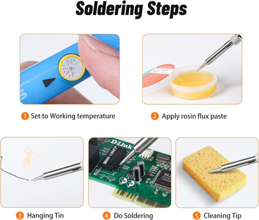 ANBES Soldering Iron Kit Electronics, 60W Adjustable Temperature Welding Tool, 5pcs Soldering Tips, Desoldering Pump, Soldering Iron Stand, Tweezers