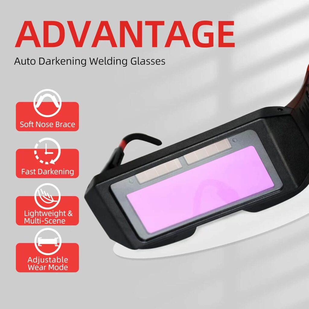 ATEMLEH Welding Glasses Auto Darkening Welder Glasses with 2 Sensors for TIG MIG MMA Plasma