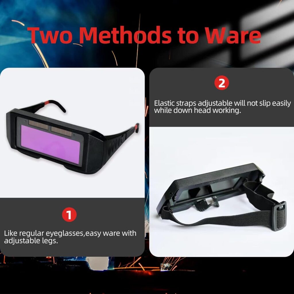 ATEMLEH Welding Glasses Auto Darkening Welder Glasses with 2 Sensors for TIG MIG MMA Plasma