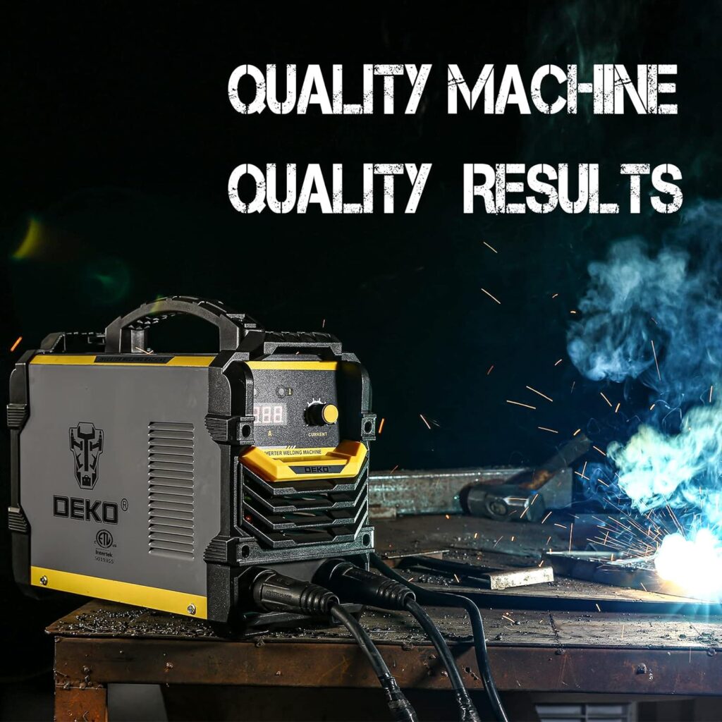 DEKOPRO 110/220V MMA Welder,160A ARC Welder Machine IGBT Digital Display LCD Hot Start Welder with Electrode Holder,Work Clamp, Input Power Adapter Cable and Brush