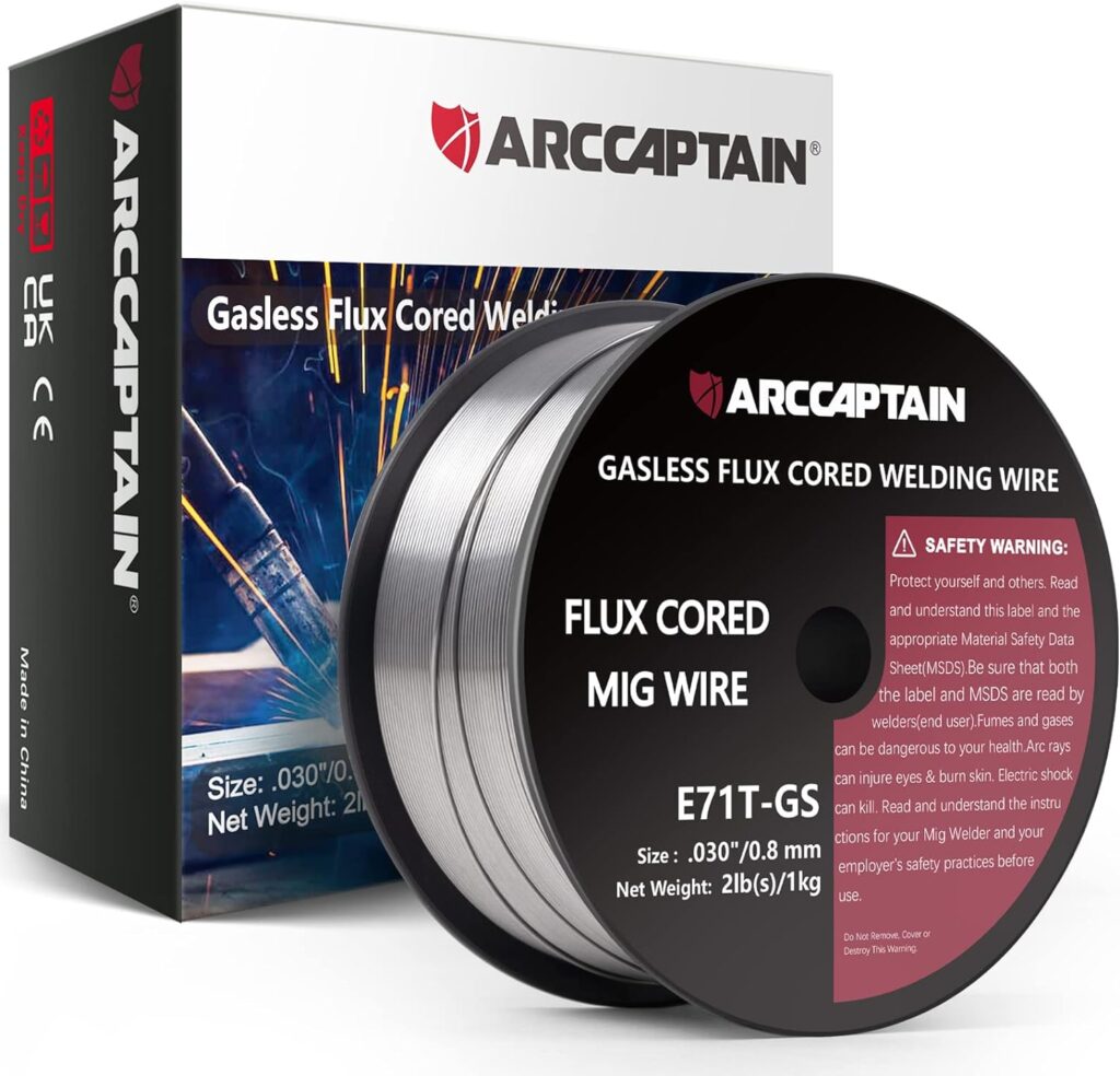 Flux Core Welding Wire, ARCCAPTAIN E71T-GS .030 2-Pound Spool Gasless Mild Carbon Steel Mig Welding Wire