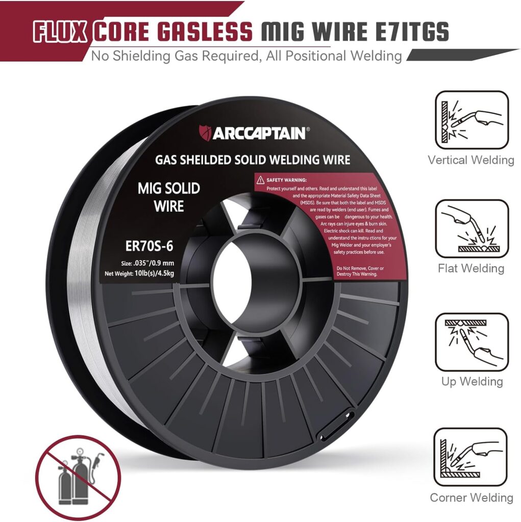 Flux Core Welding Wire, ARCCAPTAIN E71T-GS .030 2-Pound Spool Gasless Mild Carbon Steel Mig Welding Wire