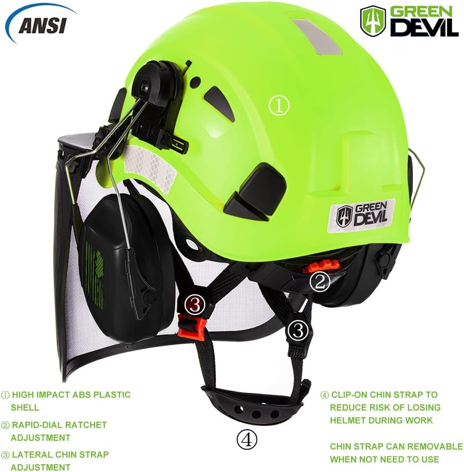 Forestry Safety Helmet Chainsaw Helmet with Mesh Face Shield and Ear Muffs 3 in 1 Forestry Hard Hat