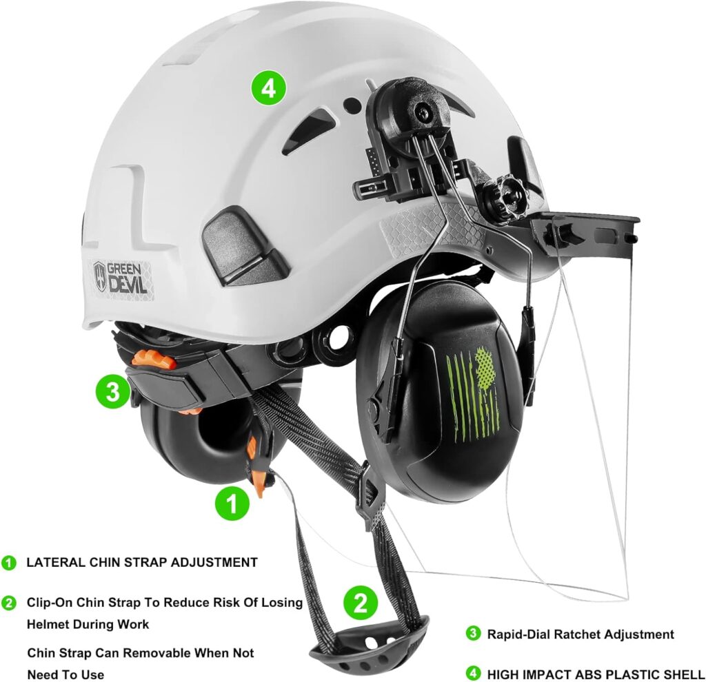 Forestry Safety Helmet Chainsaw Helmet with Mesh Face Shield and Ear Muffs 3 in 1 Forestry Hard Hat