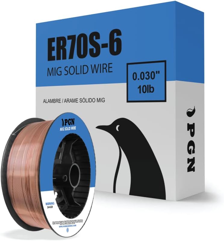 PGN Solid MIG Welding Wire - ER70S-6-0.030 Inch - 10 Pound Spool - Mild Steel MIG Wire with Low Splatter and High Levels of Deoxidizers - For All Position Gas Welding