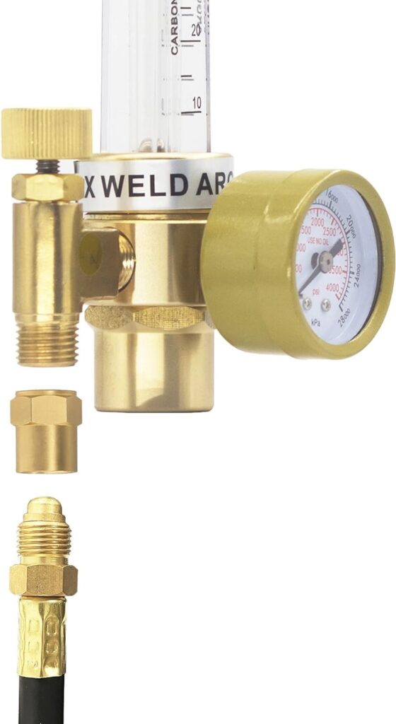 RX WELD Argon Regulator, Flow Meter Gas Regulator Gauge for Mig Tig Weld with Gas Hose Welding