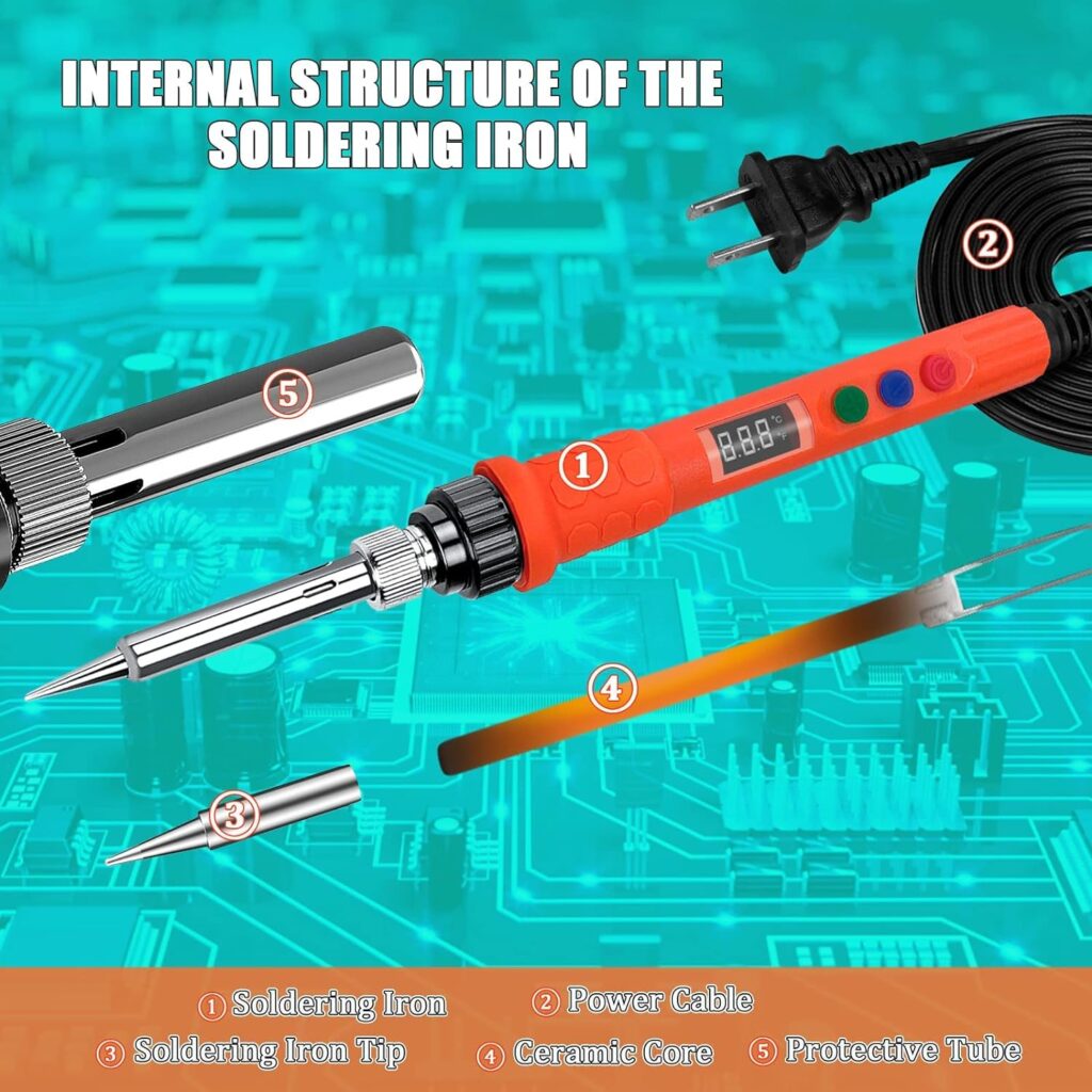 Soldering Iron Kit, 120W LED Digital Soldering Kit, 110V Welding Tools, Smart Temperature Control [356℉-932℉] - Extra 5pcs Tips - Auto Sleep  Temp Calibration - C/F Func