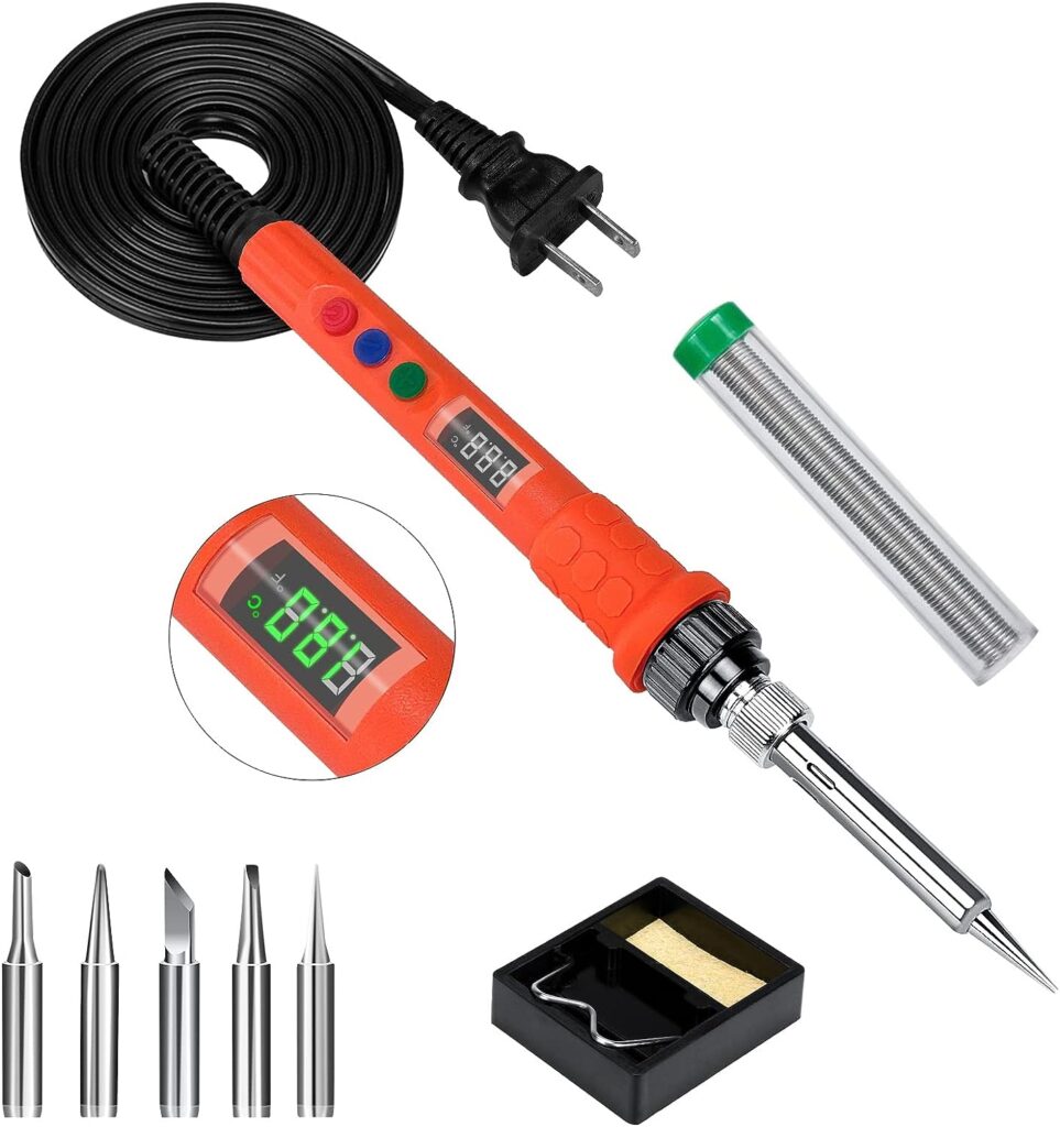 Soldering Iron Kit, 120W LED Digital Soldering Kit, 110V Welding Tools, Smart Temperature Control [356℉-932℉] - Extra 5pcs Tips - Auto Sleep  Temp Calibration - C/F Func