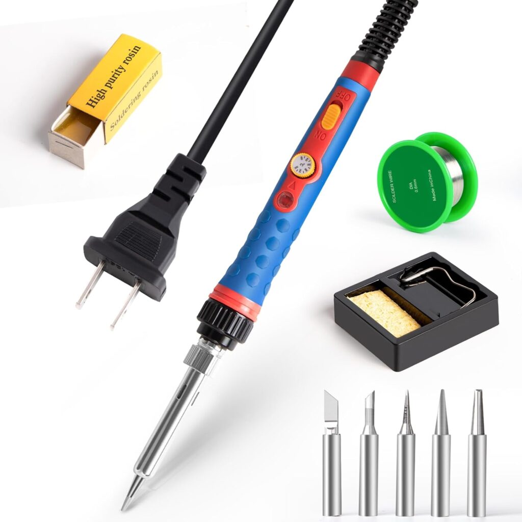 Soldering Iron Kit, 60W 110V Soldering Welding Iron Kit with Ceramic Heater, 10 in 1 Adjustable Temperature Soldering Welding Iron Kit Soldering Iron Pen for Metal, Jewelry, Electric Repairing, DIY