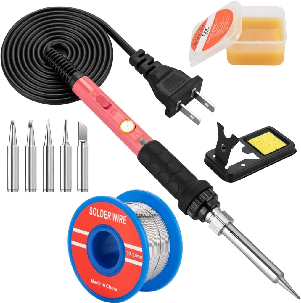 Soldering Iron Kit, 60W 110V Soldering Welding Iron Kit with Ceramic Heater, 10 in 1 Adjustable Temperature Soldering Welding Iron Kit Soldering Iron Pen for Metal, Jewelry, Electric Repairing, DIY