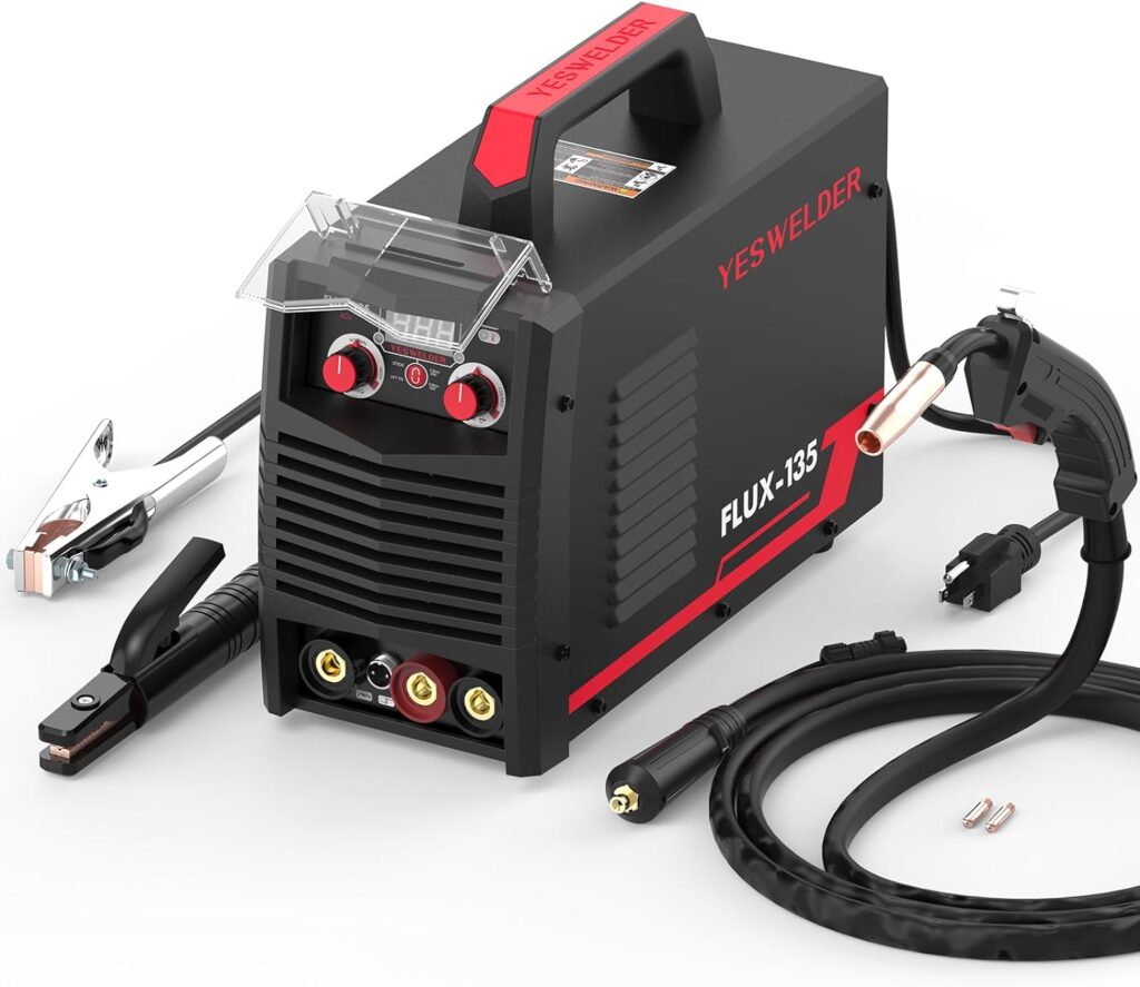 YESWELDER 135Amp MIG Welder,110V Flux Core Welder Flux MIG/Lift TIG/Stick 3-in-1 Welding Machine IGBT Inverter Welder