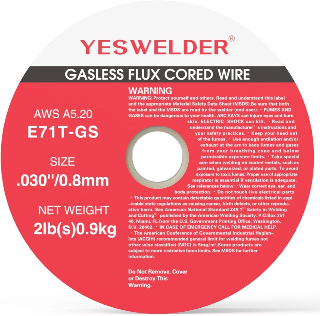 YESWELDER Flux Core Gasless Mig Wire, Mild Steel E71TGS .030-Diameter, 2-Pound Strong ABS Plastic Spool