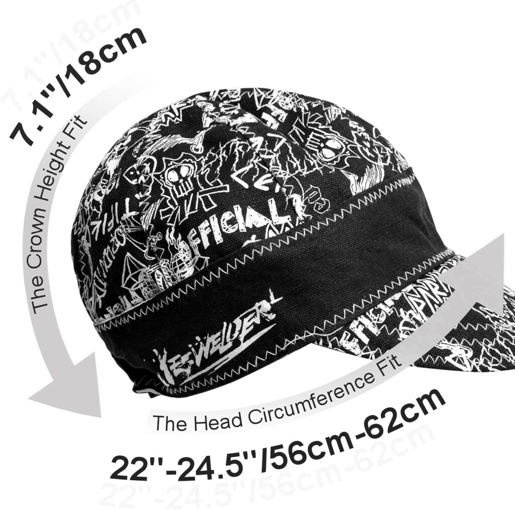 YESWELDER Reversible Welding Cap,Durable,Protective Welders Cap with Elastic Black and White